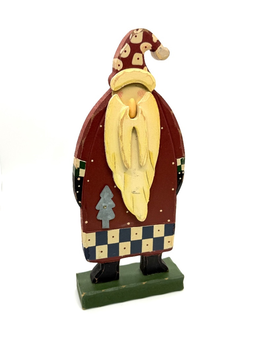 Folk Art Carved Wood Santa Claus Figurine Tabletop Holiday Decor 10.5"